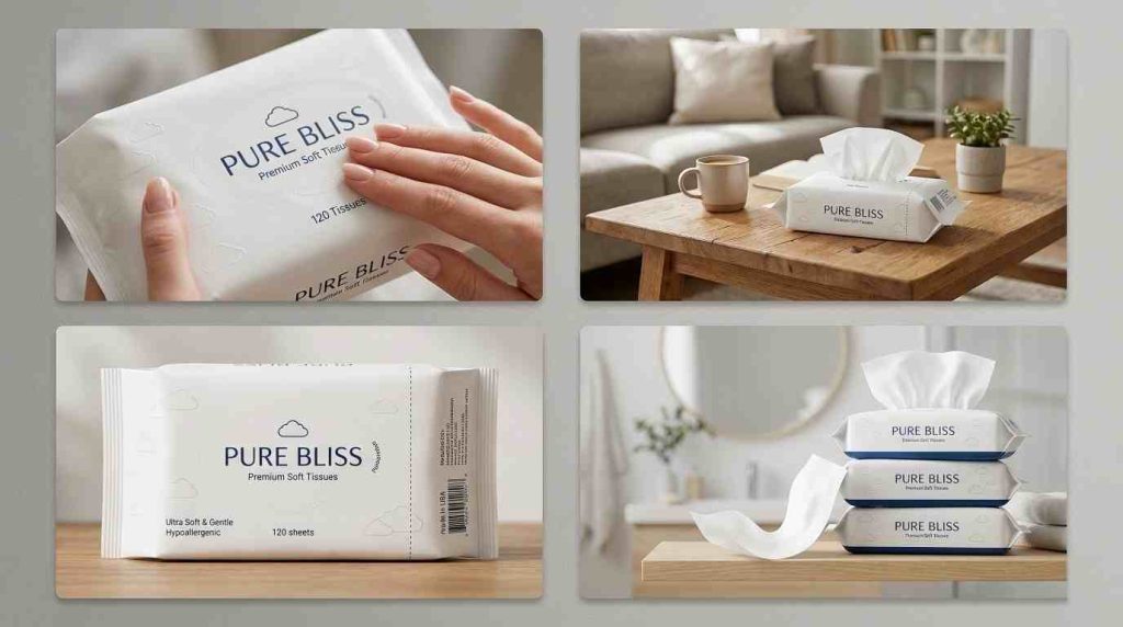 Soft Pack Facial Tissue application