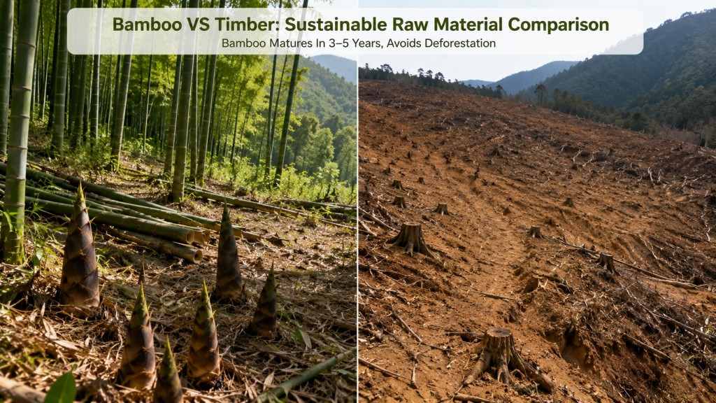 Bamboo VS Timber Sustainable Raw Material Comparison