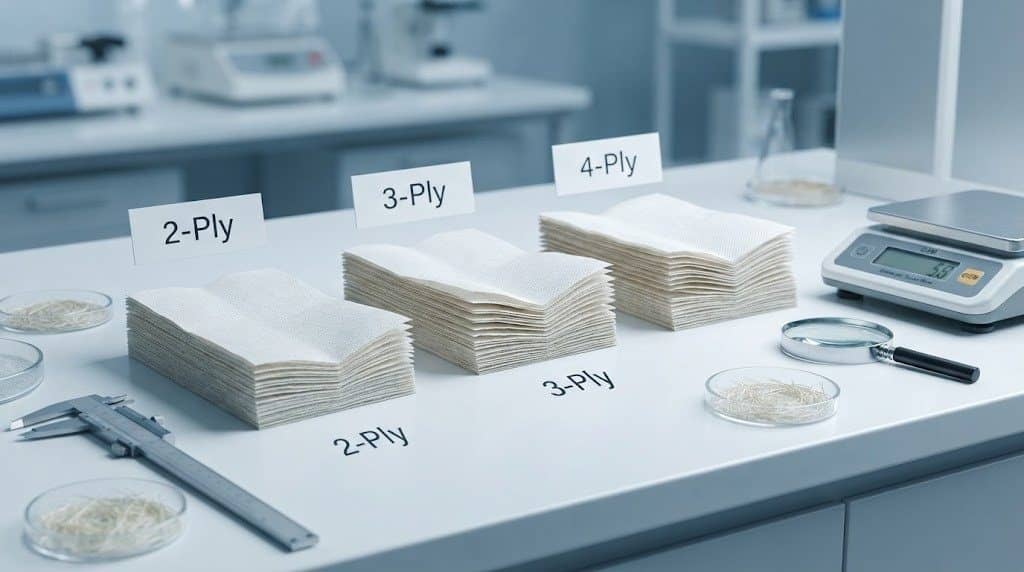 2-ply, 3-ply, and 4-ply bamboo facial tissues with different GSM levels