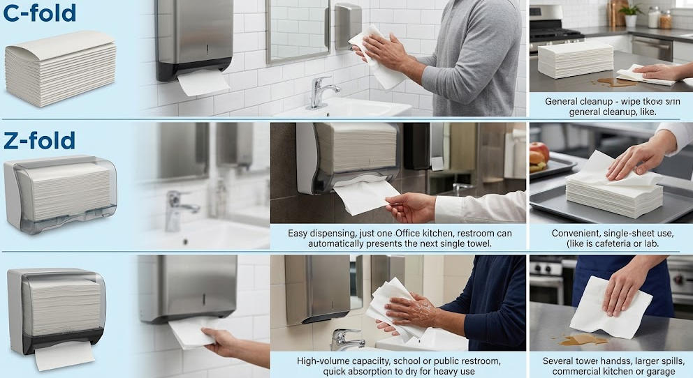 Applications of C-fold, Z-fold and Multi-fold Paper Towels