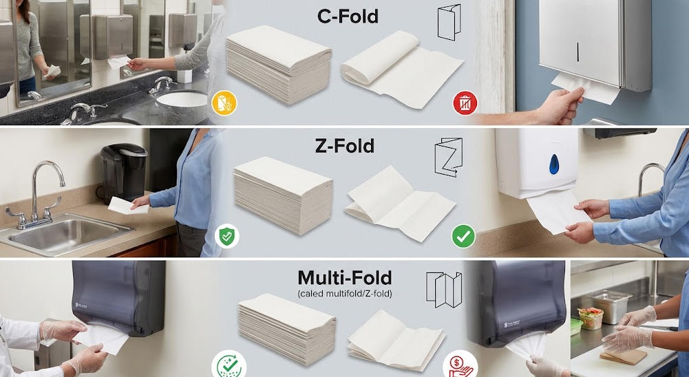 Different Applications of C-fold vs. Z-fold vs. Multi-fold Paper Towels