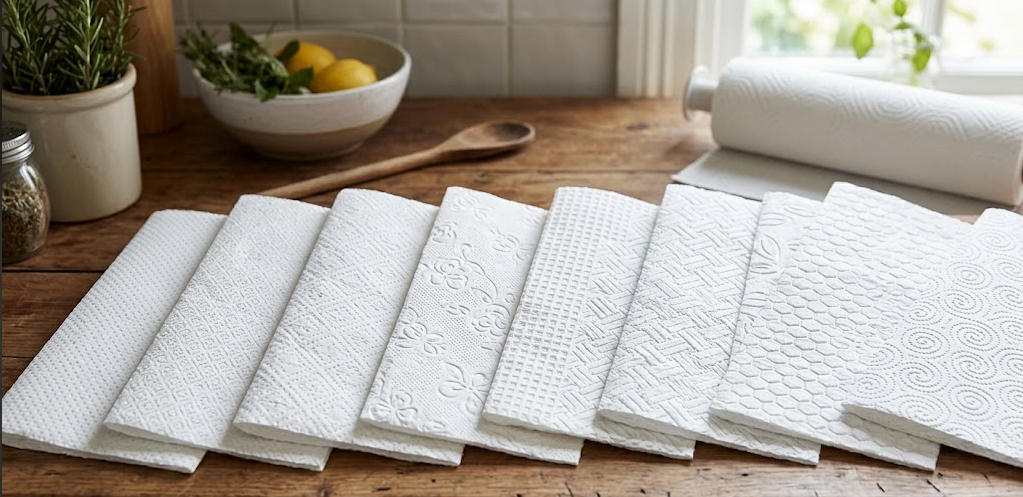 Various Embossing Patterns in Kitchen Paper